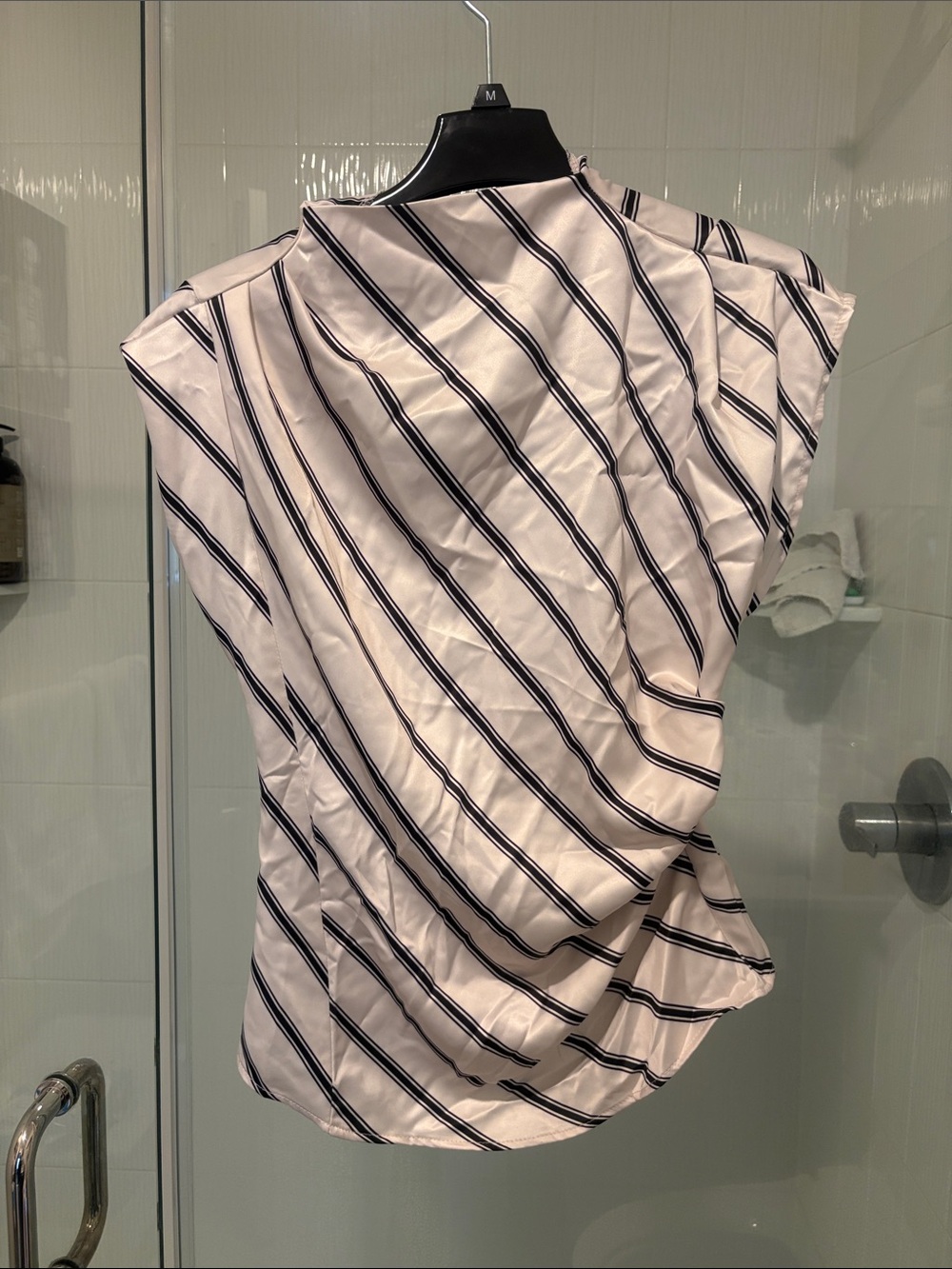Women’s Striped Cap-Sleeve Blouse - White/black